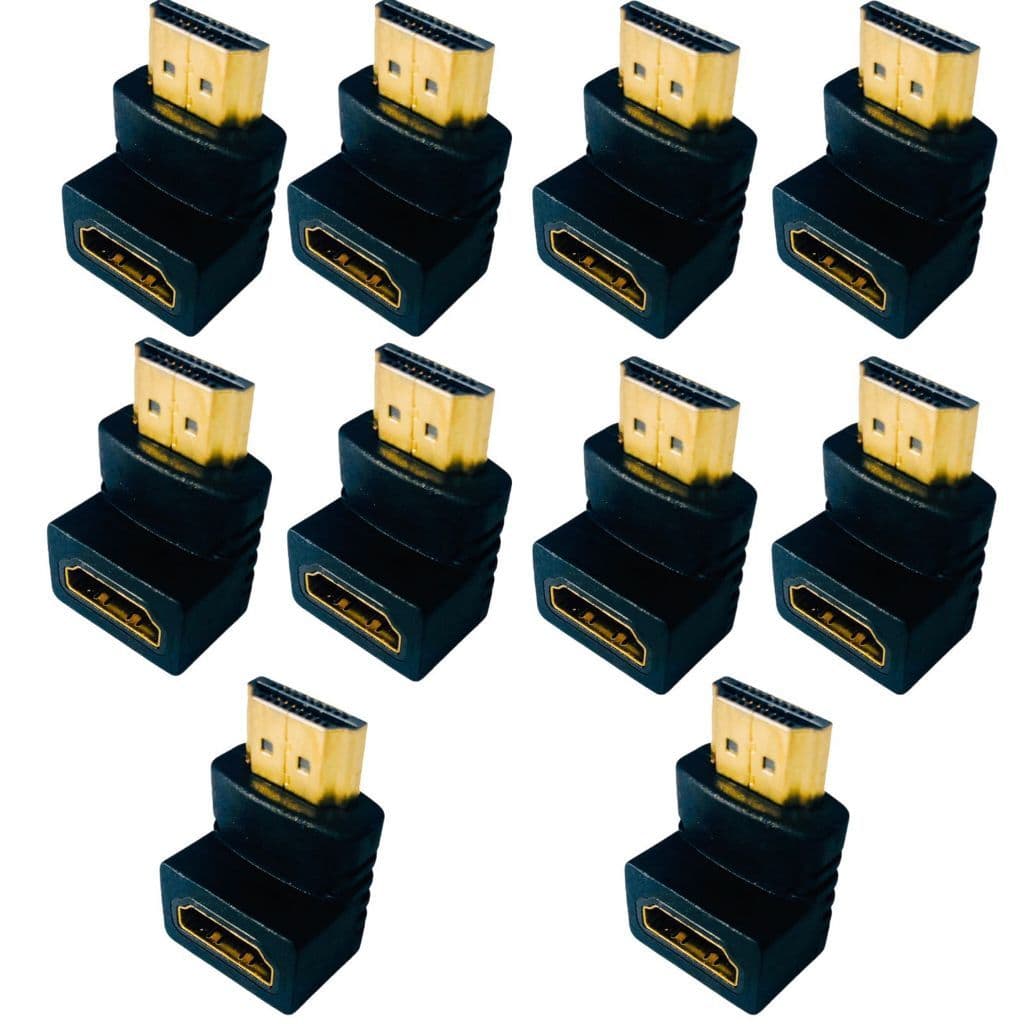 Kit 10 Adaptador Macho Femea Hdmi L 90 Graus Curva Parede