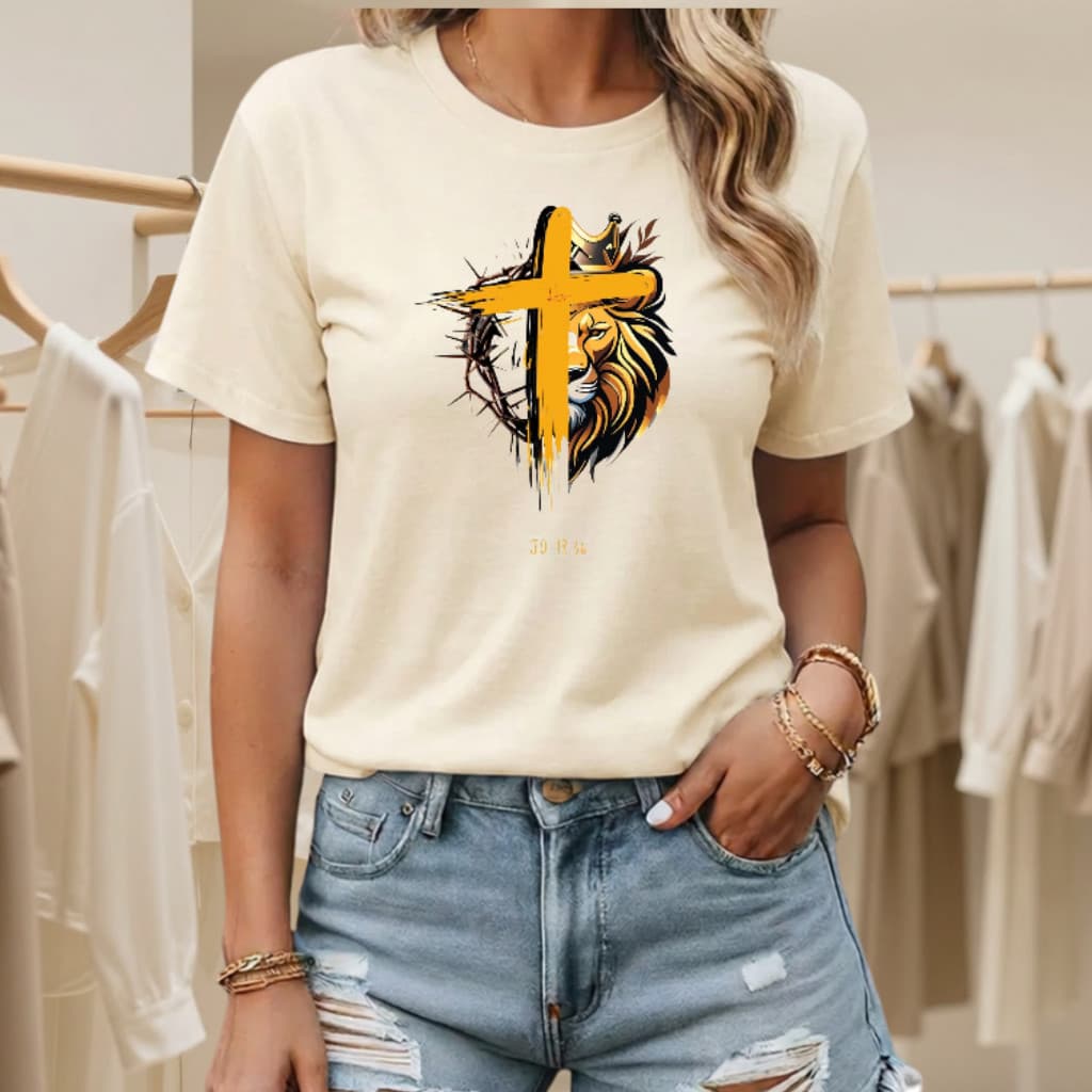 Camiseta Cristã blusa baby look Leão de Judá Feminina 100% Algodão