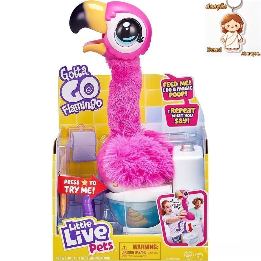 Little Live Pets Gotta Go Flamingo Brinquedo De Pelúcia Interativo Que Come , Canta , Mexa , Cocô E Fala (Pilhas Incluíd