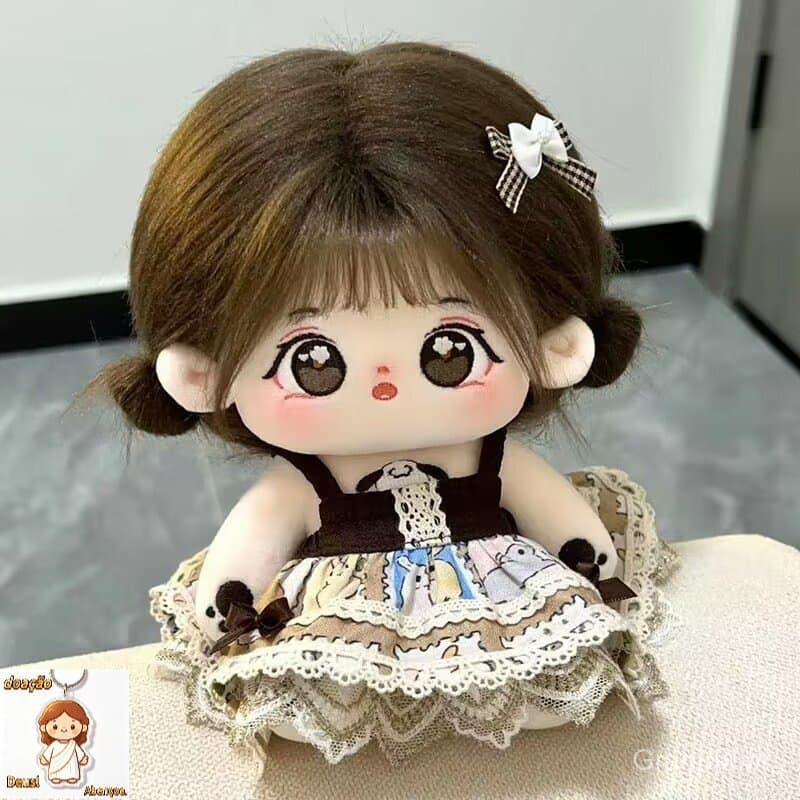 Boneca de algodão mancha 20cm boneca de pelúcia humanóide menina estilo bonito presente pode ser vestida roupas de bebê