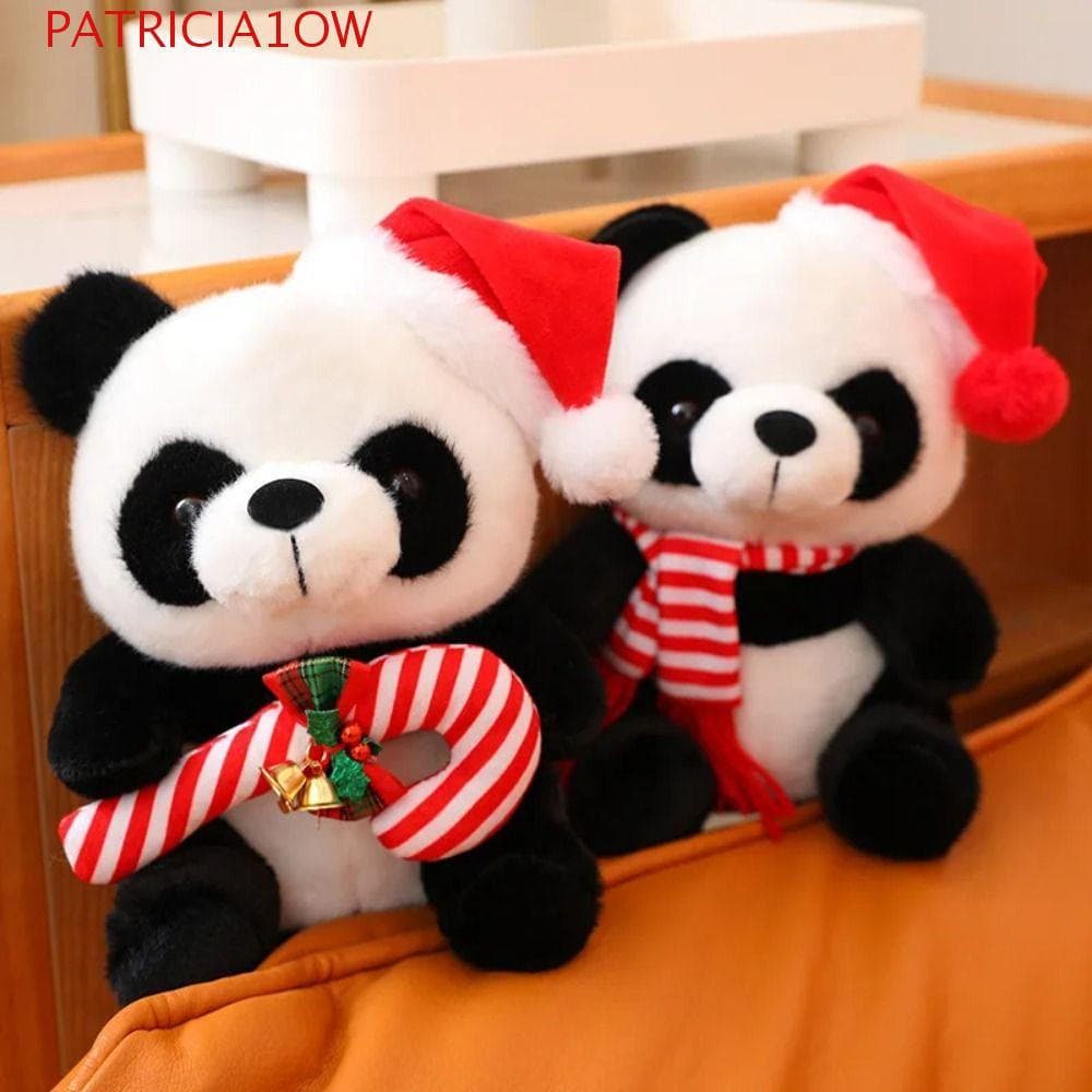 Brinquedo de Pelúcia Panda de Natal PATRICIA1OW com Cachecol, Boneco de Urso Macio TH8W