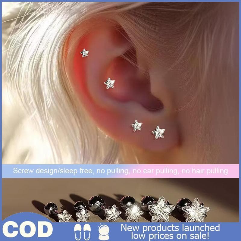 316L Aço Inoxidável Helix Piercing Estrela Brincos Feminino 1pc Tendência Zircão Lóbulo Cartilagem Orelha Jóias Acessóri