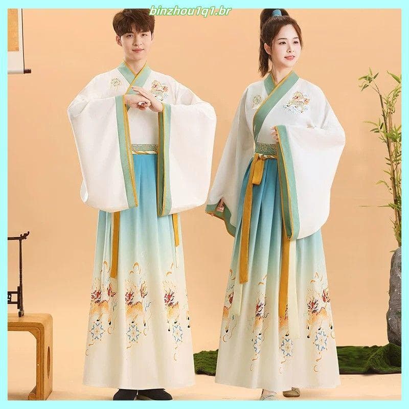 Adulto Hanfu traje antigo estilo chinês masculino feminino estilo chinês traje professor pais atividades estilo antigo t