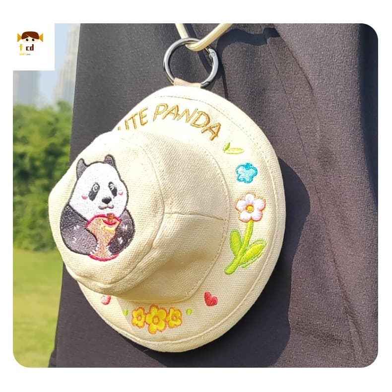 Mini Chapéu De Pescador Panda Coin Purse-Bolsa Crossbody Para Armazenamento De Chaves De Viagem Ao Ar Livre