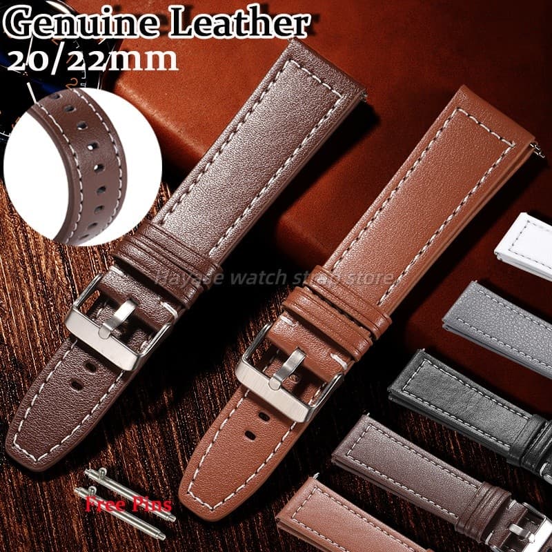 Liberação Rápida 20/22mm Pulseira De Couro Macio Durável Relógio Masculino Feminino Negócios