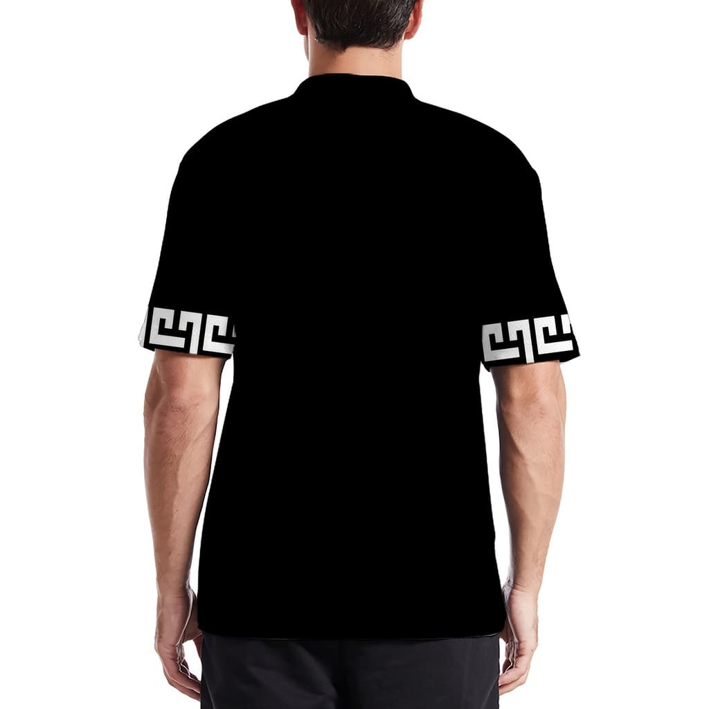 Camisa polo masculina elegante de manga curta com estampa 3D, camisa polo de roupas de rua com atmosfera de férias