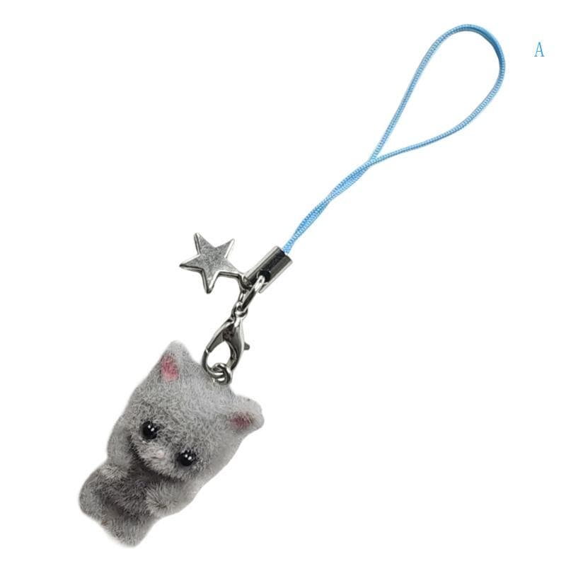 Gato Bonito Telefone Ornamento Corrente Adorável Chaveiro Macio 3D