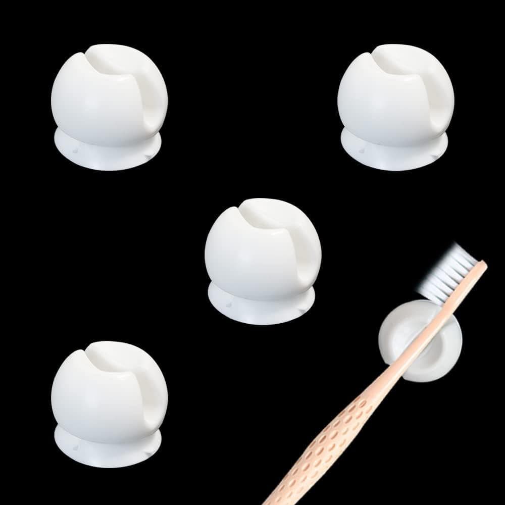 Suporte Para Escova De Dentes De 4 Peças Com Ventosa , Montado Na Parede , Branco