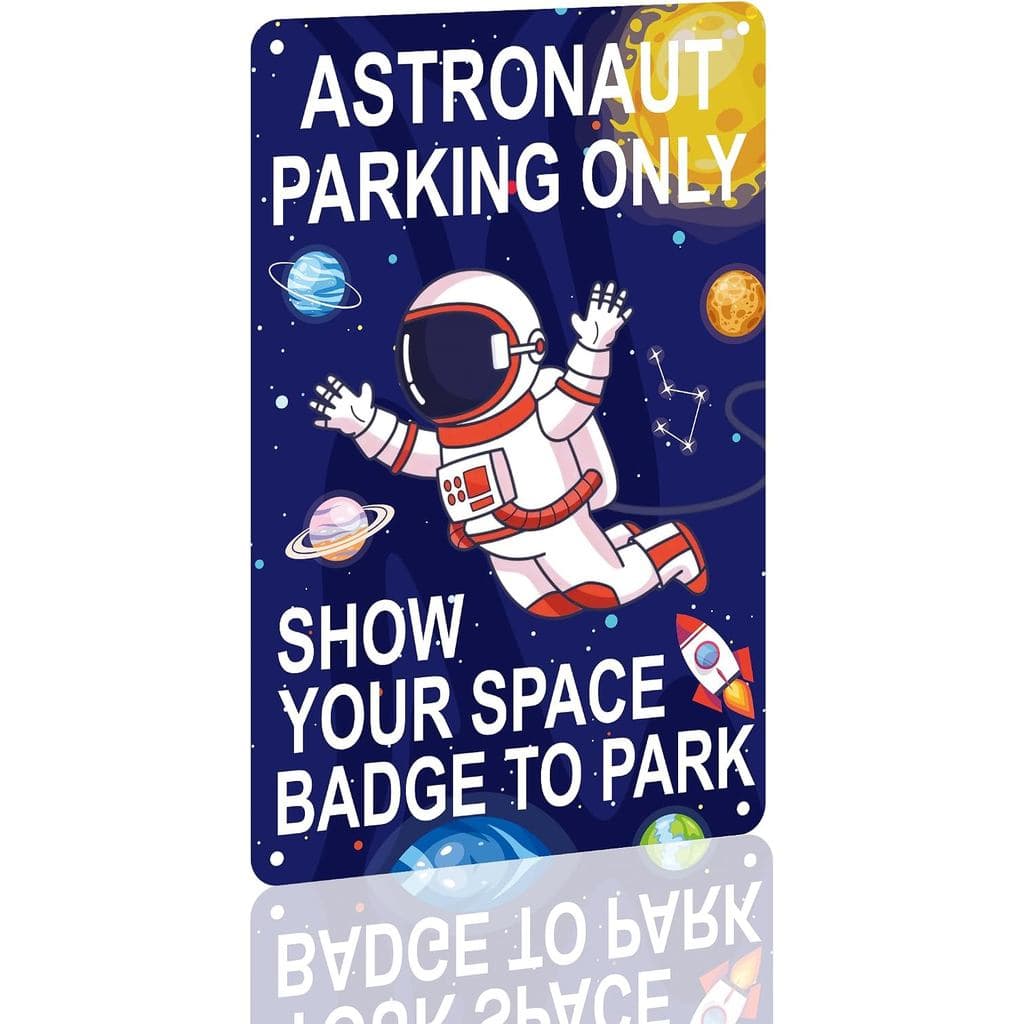 Placa de "Estacionamento Exclusivo para Astronautas", decoração de parede com tema espacial para estacionamento exclusiv