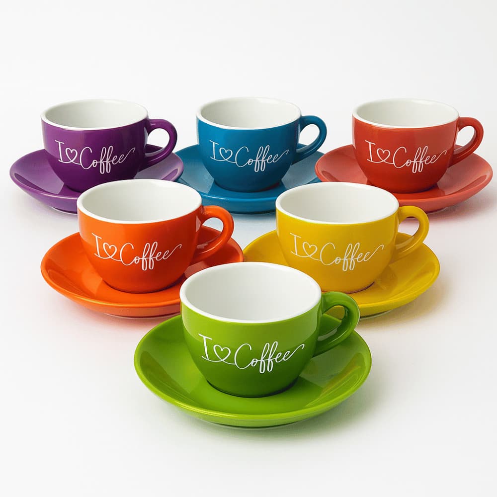 Xícara c/ Pires I Love Coffee 140ml - Cores Sortidas - Clink