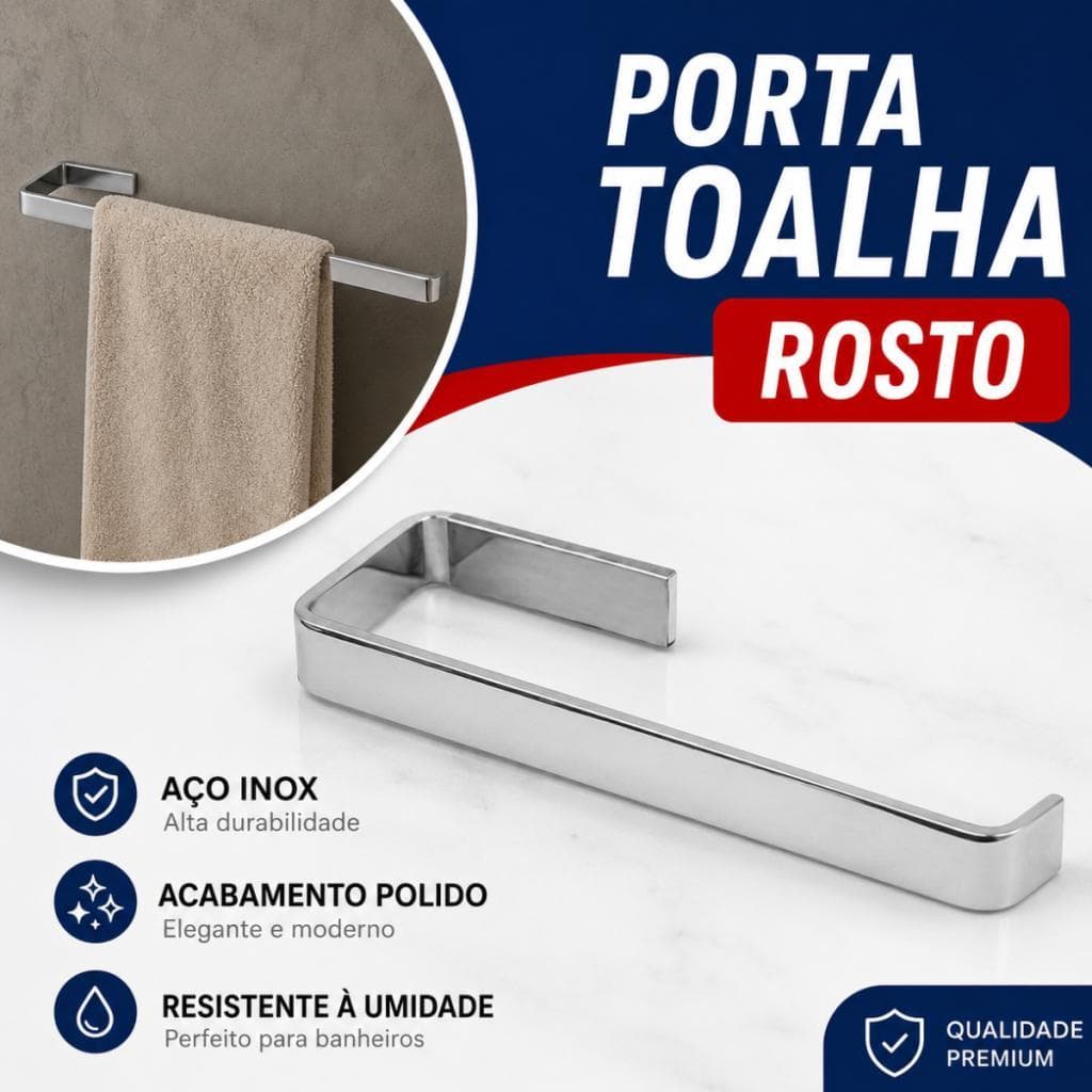 Porta Toalha De Rosto Quadrado Luxo Aço Inox Prata