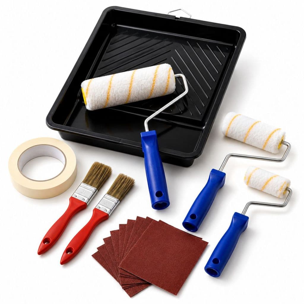 Kit Pintura Casa Parede Rolo Lã Anti Respingo Pincel E Bandeja 12 Peças Reforma