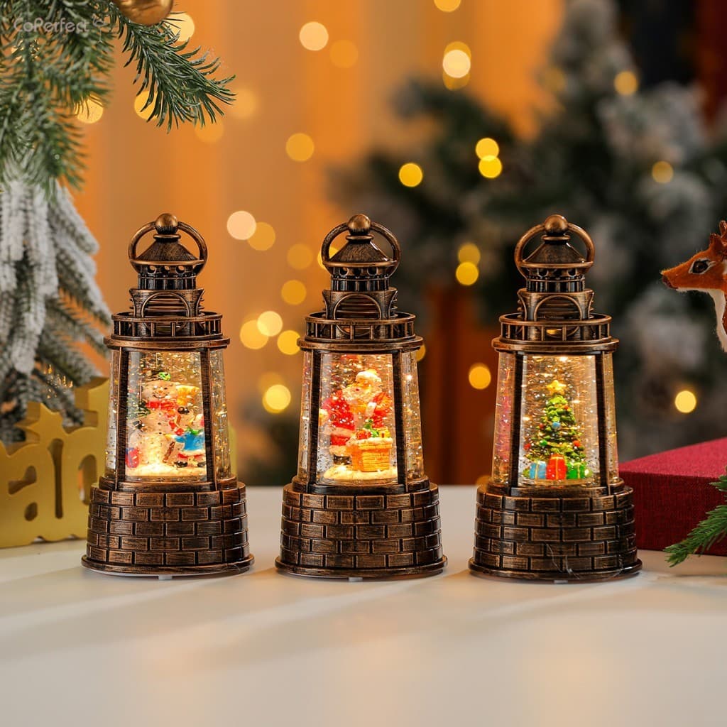 Bola De Cristal De Caixa De Música Luminosa De Natal-Decoração De Lanterna De Luz Noturna Cheia De Água