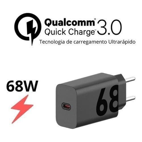Carregador Turbo Tipo-C 68W – Super Rápido e Eficiente