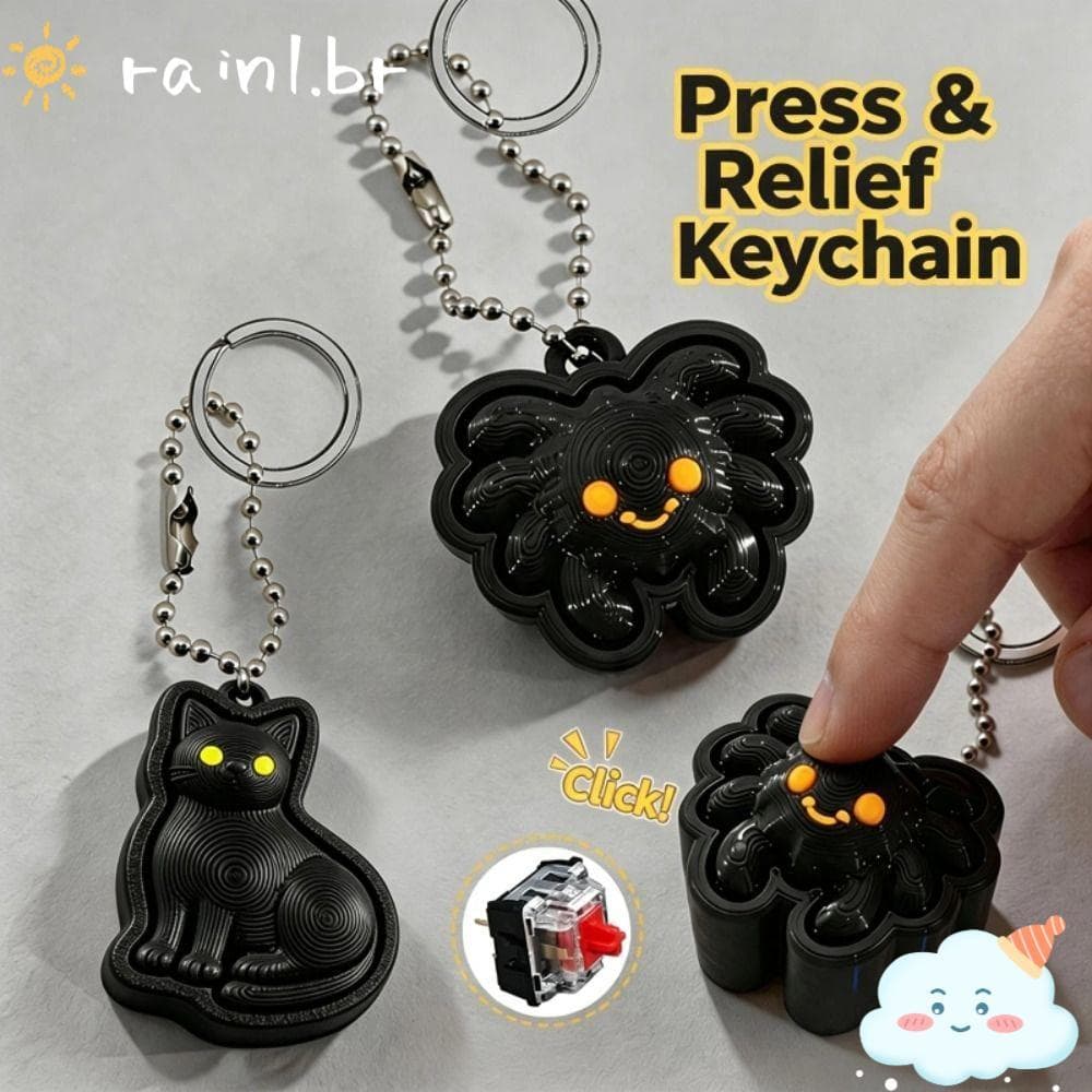 Chaveiro RAIN Clicker Fidget , Brinquedo Impresso Silencioso Tátil Clicando , Pressionável
