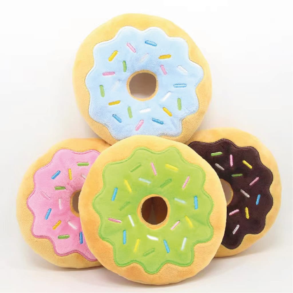 Donut De Pelúcia Macia Para Cachorro Com Apito Desenho Rosquinha
