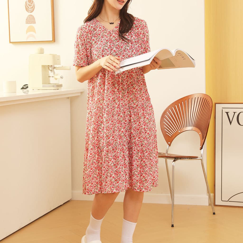 Vestido em torno do pescoço confortável camisola feminina Casual