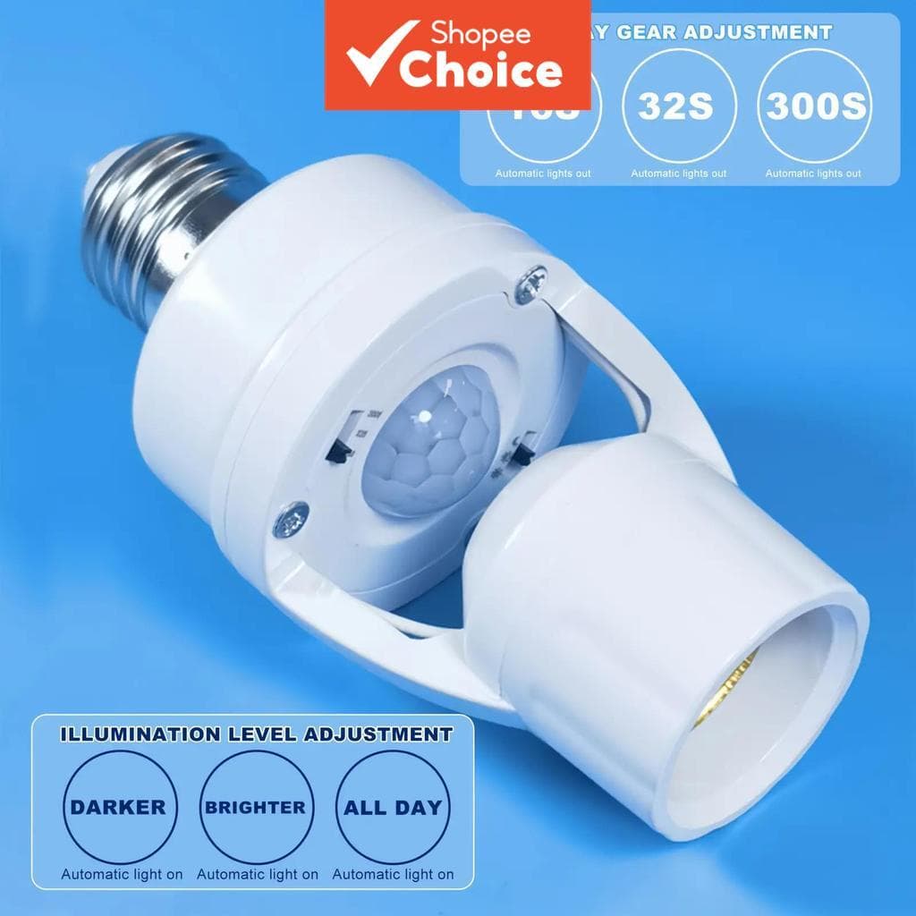 Suporte Inteligente de Lâmpada LED E27 com Sensor de Movimento PIR, Base Conversora de Lâmpada, Adaptador Sensor de