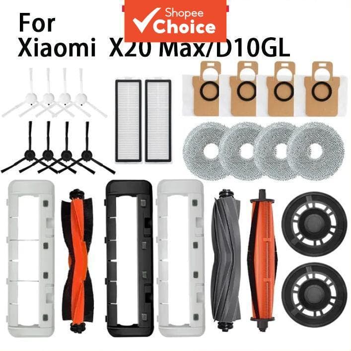 Para acessórios do aspirador robô Xiaomi X20 Max/X20 Pro/D109GL, peças de reposição: escova principal, escova lateral,