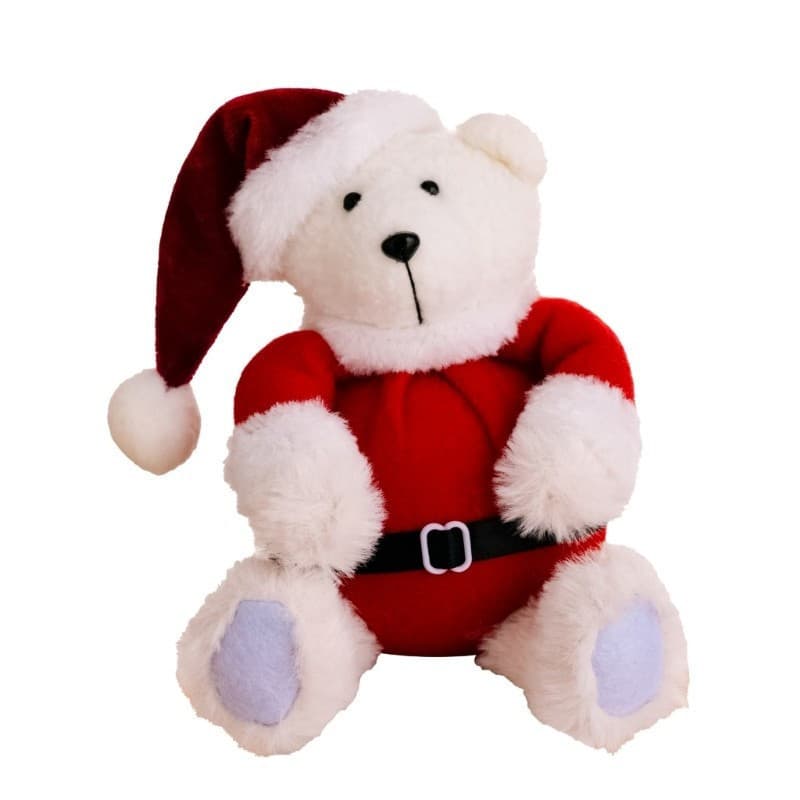 Boneco de pelúcia zzz sentado, com tema natalino, ornamento de animal com fantasia de Papai Noel, acessórios El YNHS