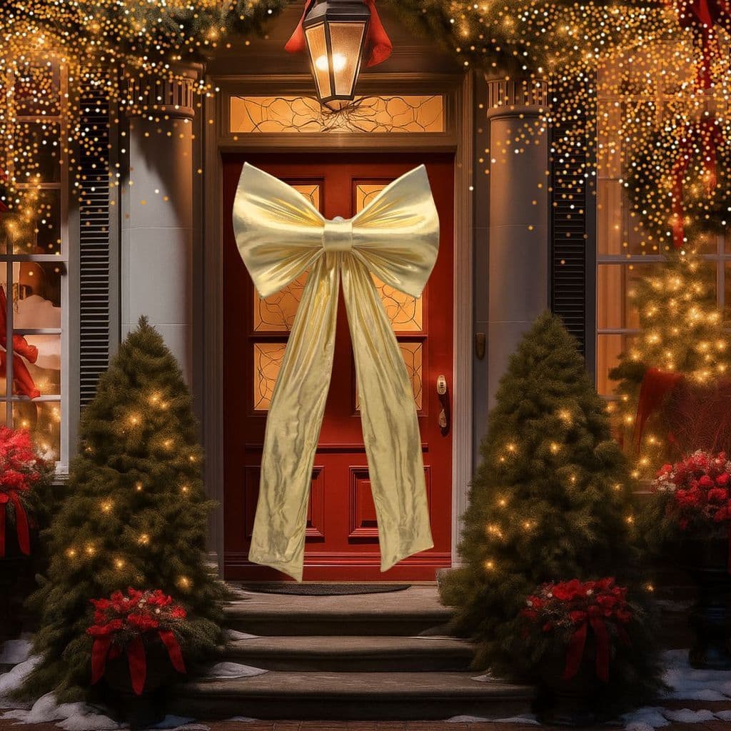 Laço Ano Novo Grande Para Ponteira Árvore De Natal 60x160cm Branco