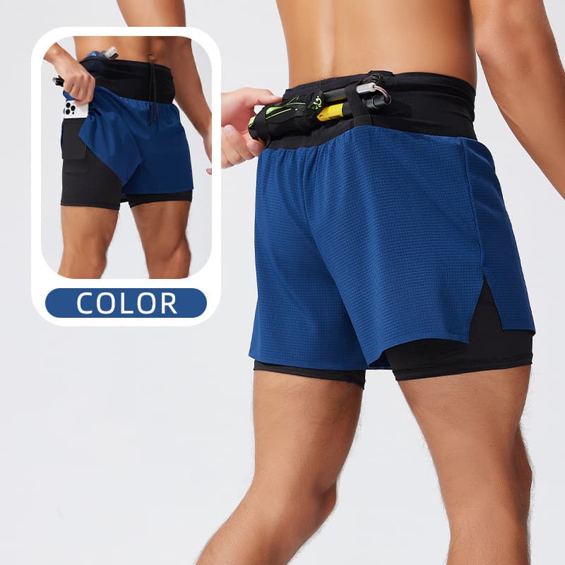 Verão novo estilo maratona Fitness calças de basquete dupla camada falso de duas peças ao ar livre caminhadas shorts Cro