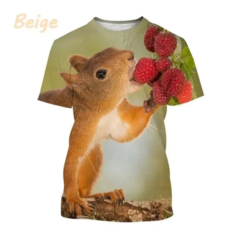 Nova Moda Esquilo Impressão 3D T Camisa Das Mulheres Dos Homens Bonito Animal Padrão Casual Streetwear Legal De Manga Cu