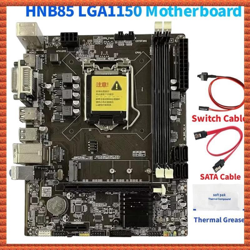 (Zvc) Placa-Mãe HNB85 LGA1150 DDR3 HD + VGA + DVI M . 2 NVME PCI Express 16X Gigabit Ethernet HNB85 Para Computador