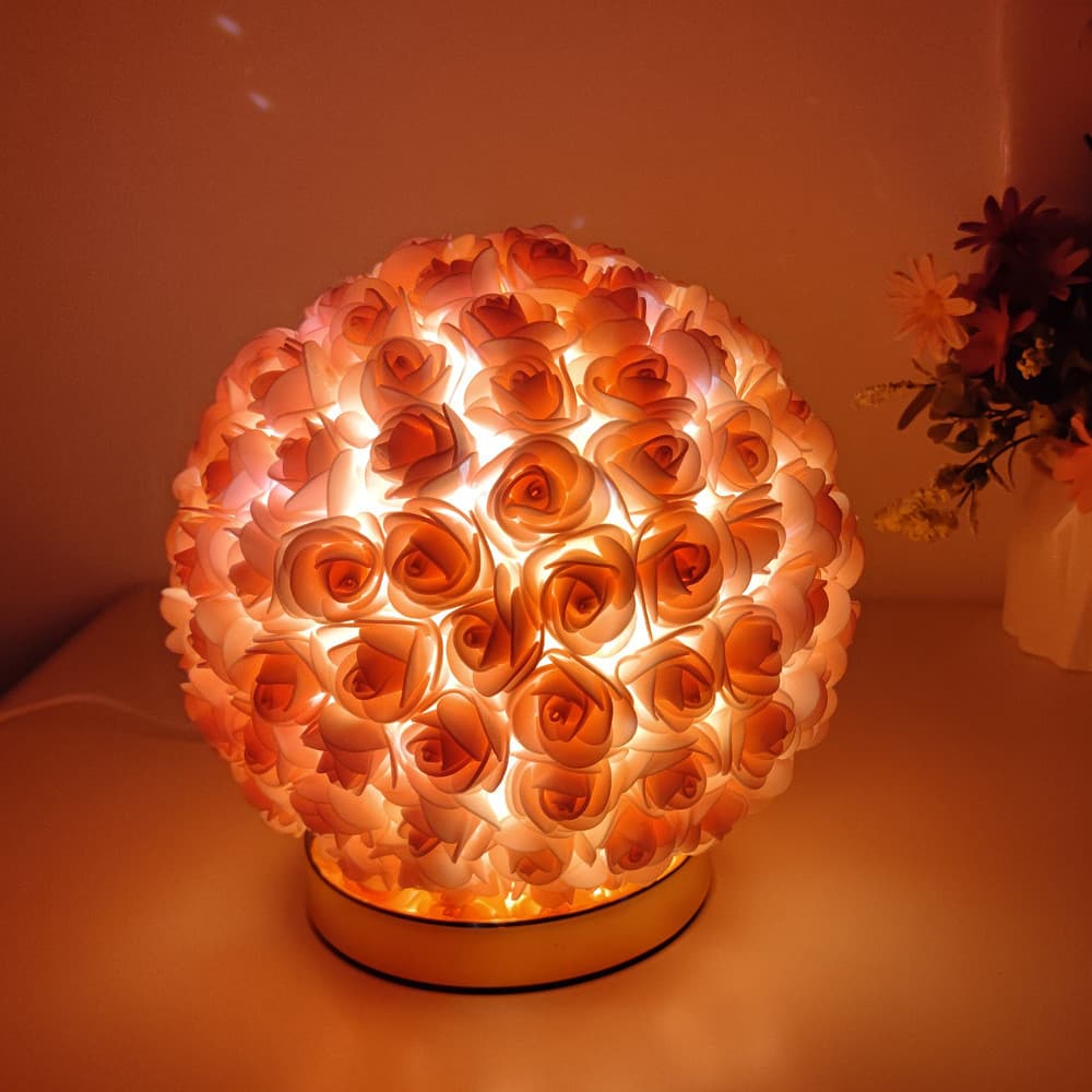 Criativo bola rosa candeeiro de mesa preservado flor casamento namorada presente quarto lâmpada cabeceira rosa