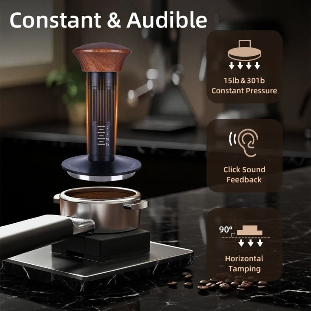 Tamper Com Mola , Sound Feedback SUS304 Espresso | Martelo De Pó De Café Ecológico