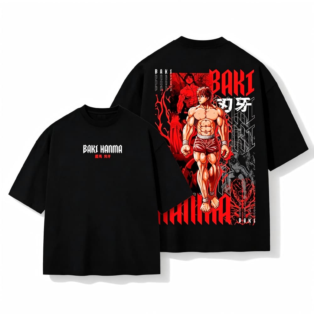Camiseta Unissex Oversized Plus Size Feminina Masculina   Anime BAKI Unissex 100% Algodão  Envio Varias Cores!!