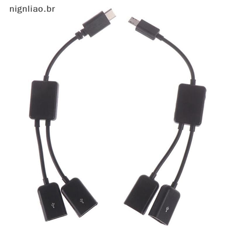nignliao Micro USB/Tipo C Para 2 OTG Cabo HUB De Porta Dupla Divisor Y tablet PC Android Adaptador Conversor BR