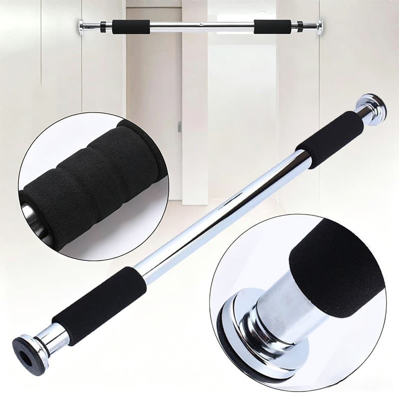 Barra Fixa De Porta Em Aço Inoxidável 60 Até 100cm Para Flexão Treino Fitness Doméstico Calistenia
