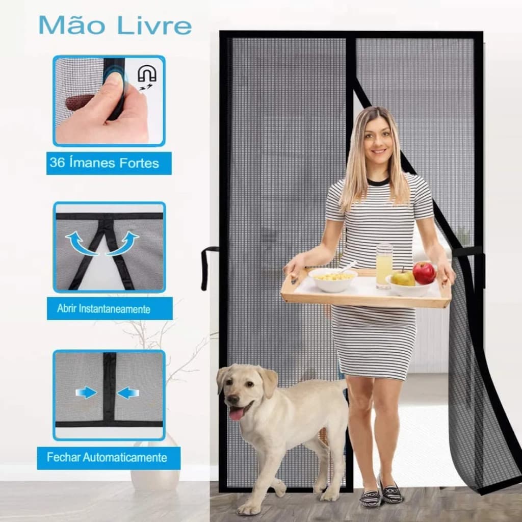 Tela Protetora Porta Contra Insetos Mosquito Cortina Premium
