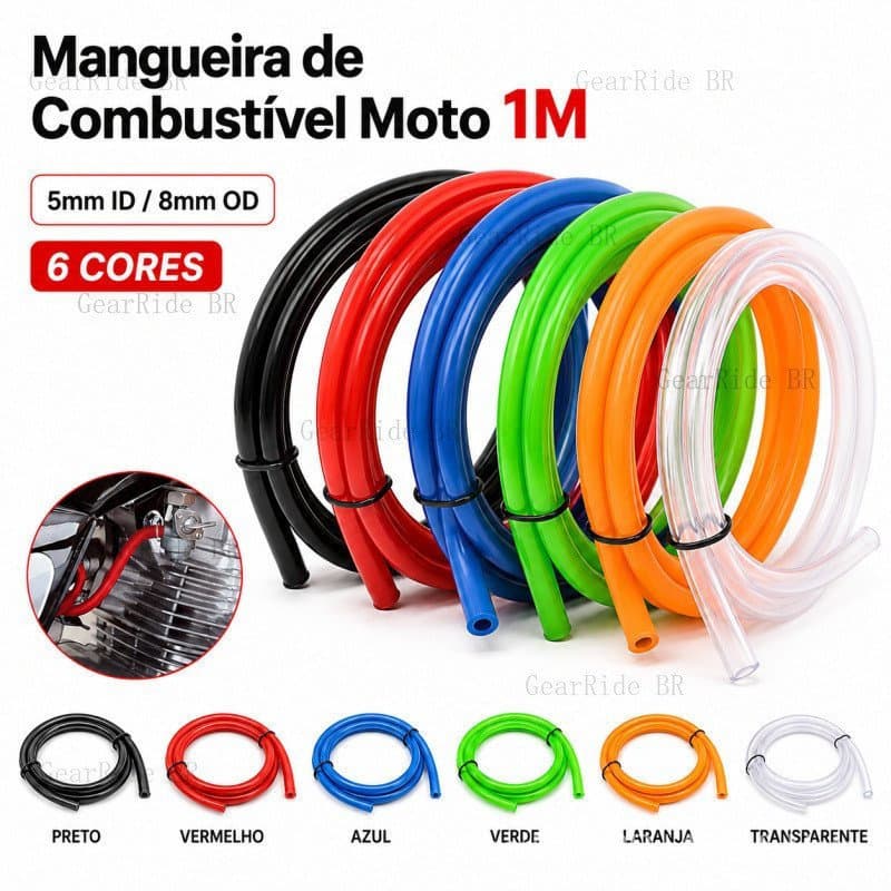 Mangueira de Combustível para Motocicleta 1M Borracha de Silicone Resistente a Altas Temperaturas 5mm DI 8mm DE Universa