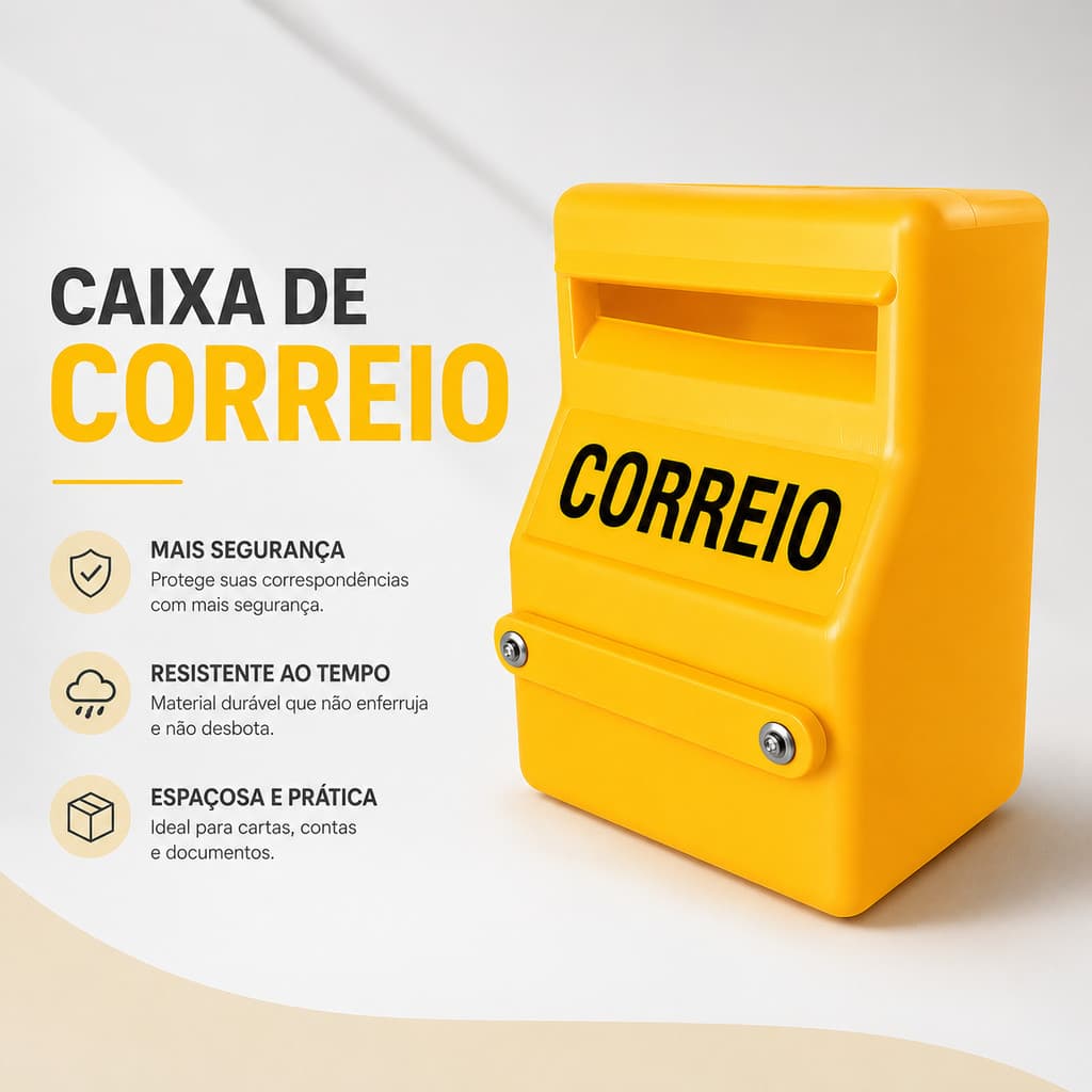 Caixa de Correio de Pvc 26x19x15 Amarela Para Grade Portao