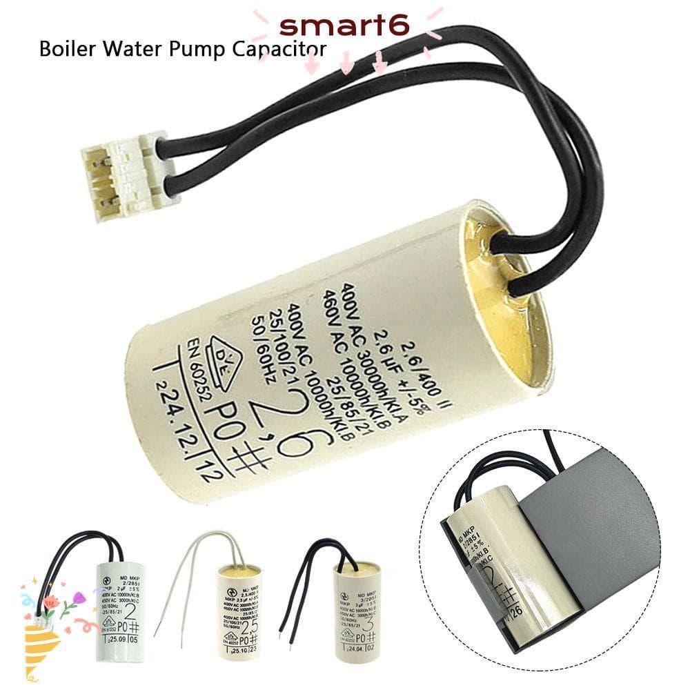 Capacitor De Motor De Circulação Inteligente 1 Unidade , Metal Plástico 2uF 2.5uF 2.6uF 3uF Bomba De Água De Caldeira