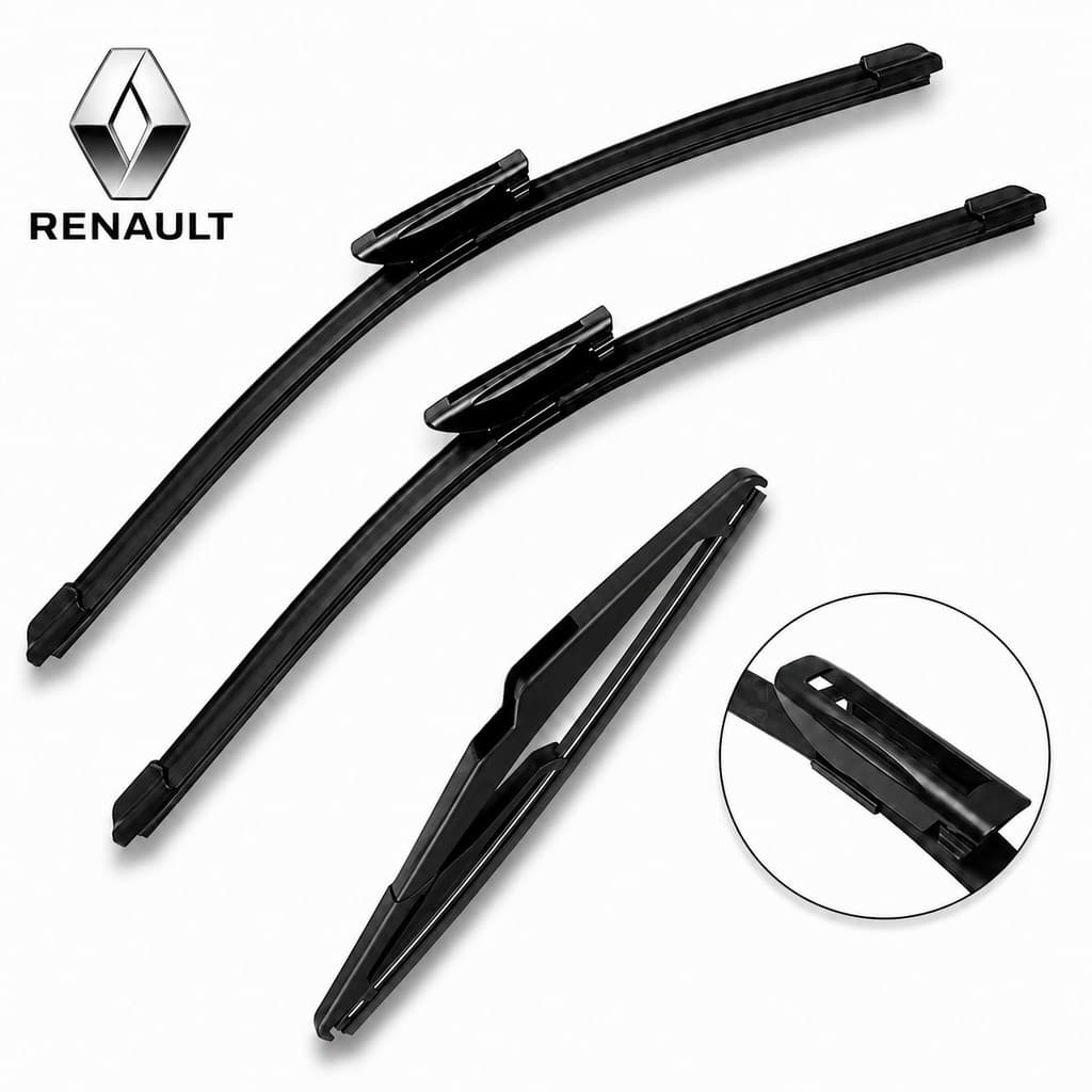 Kit Palhetas Limpador Para-brisa Silicone Limpeza Silenciosa Modelos Renault