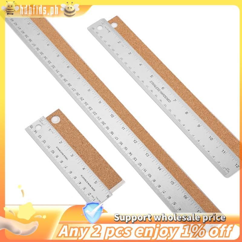 Régua De Metal Com Suporte De Cortiça Conjunto De 6/12/18 Polegadas Ferramentas De Desenho Em E cm Para Fins De Medição