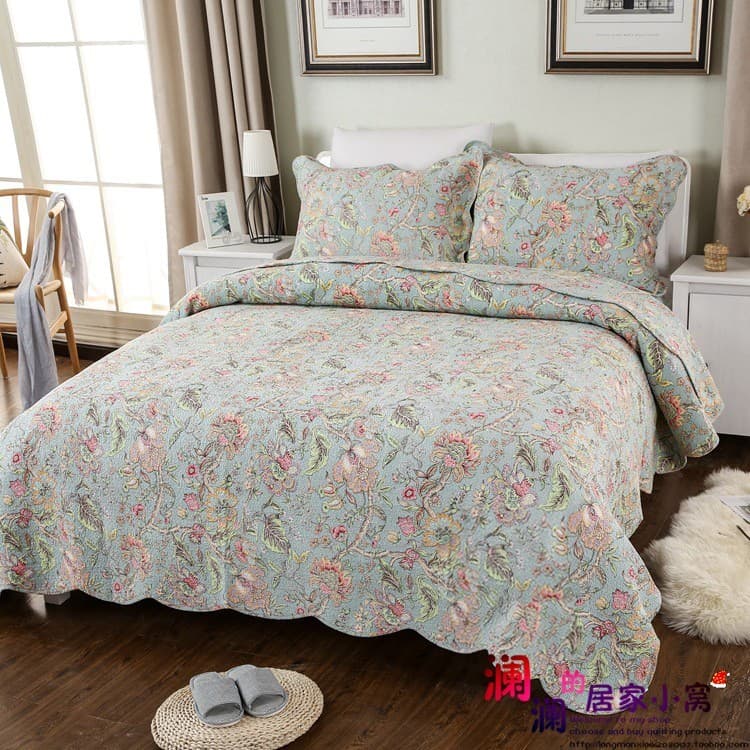 Capa de cama de algodão para exportação de comércio exterior estilo americano Conjunto de três peças Colcha acolchoada l