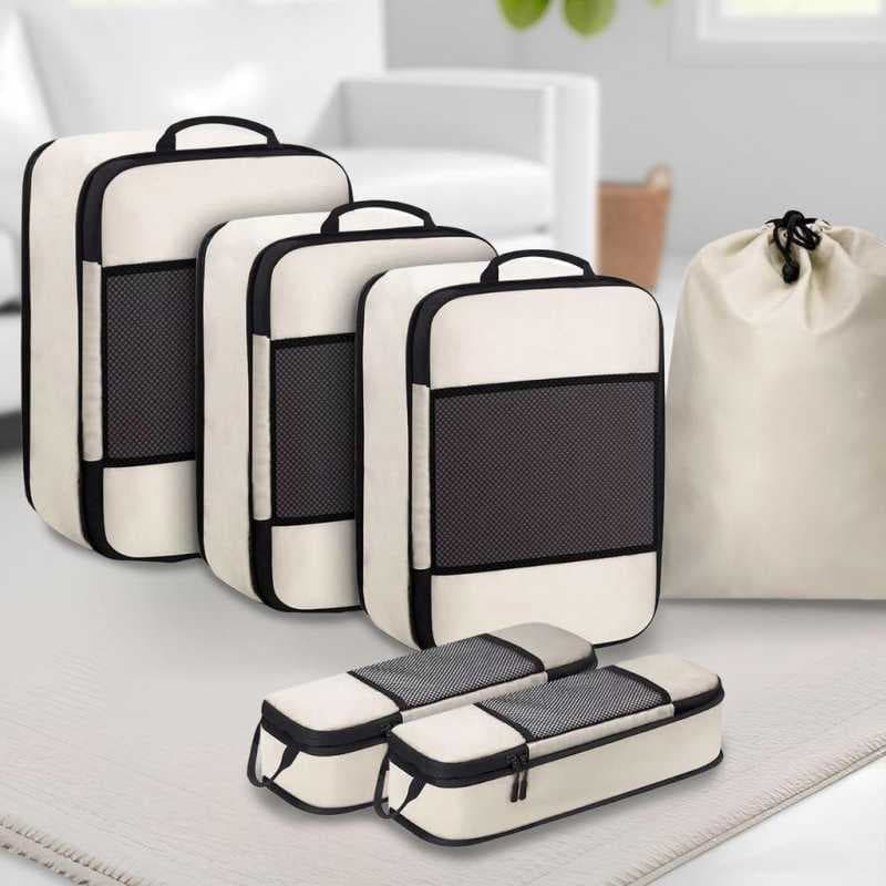 Conjunto de 6 Sacos Organizadores de Viagem para Itens de Roupa Íntima Diária, Organizador de Bagagem