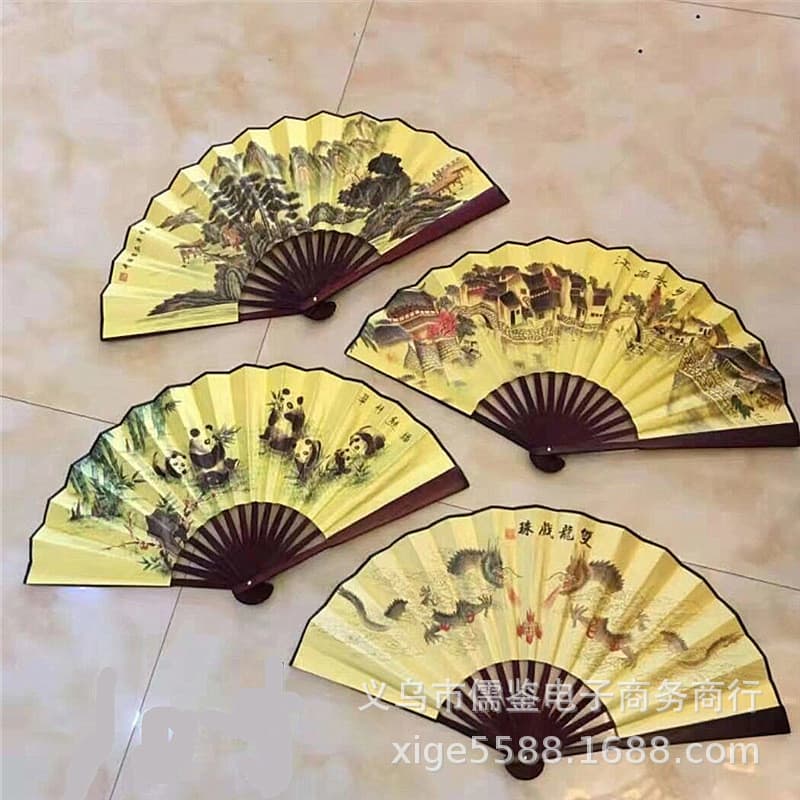 27cm 33cm ventilador feminino dobrável masculino estilo chinês antigo ventilador verão diário padrão misturado