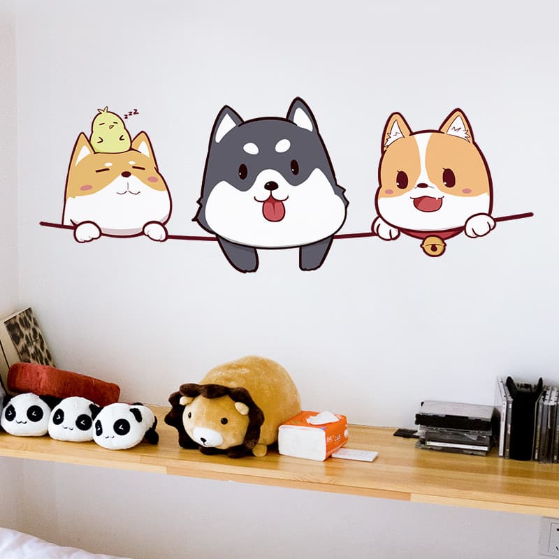 Adesivos de porta autoadesivos dos desenhos animados adesivos pequeno padrão decorações quarto papel de parede bonito qu