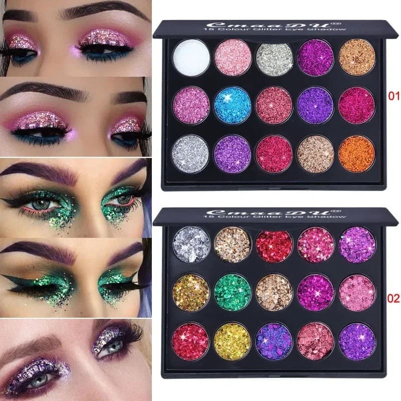 Paleta de Sombras para Olhos com 15 Cores Brilhantes, Paleta de Maquiagem Profissional para Olhos, Paleta de Sombras de