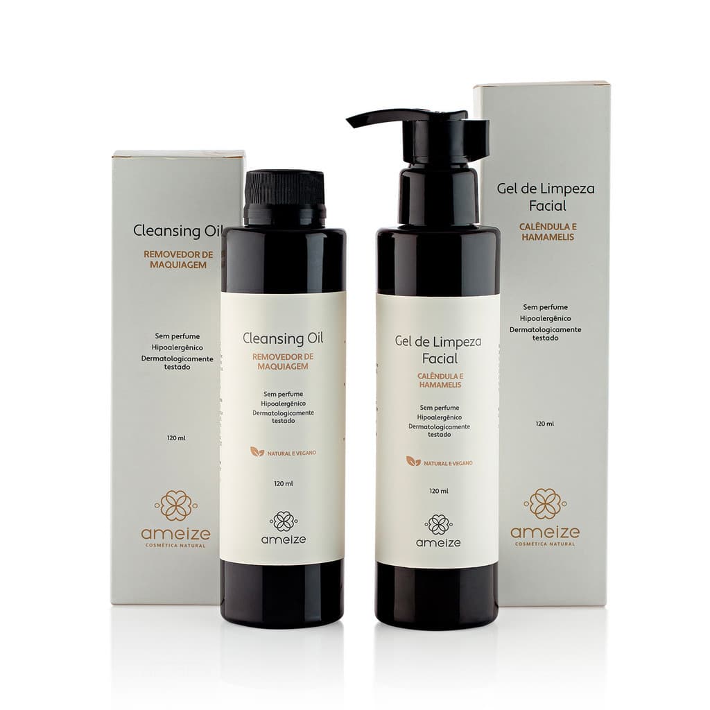 Kit Dupla Limpeza Ameize Cleansing Oil + Gel de Limpeza Facial | Hipoalergênico | Sem Fragrância