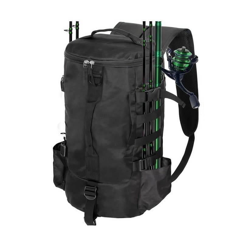 Mochila de Pesca Multifuncional Impermeável Grande Capacidade Bolsa Tática com Suporte para Vara