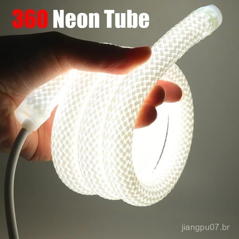 Fita de LED Neon Redonda 360° Flexível em Nylon, 12V 24V 240LED/m 2835 Impermeável, 1m 2m 3m 4m 5m 10m para Decoração de