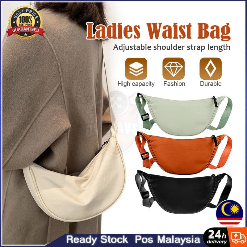 Bolsa de Lona Feminina Coreana, Bolsa de Ombro Estilo Dumpling, Bolsa de Axila, Bolsa Transversal Casual, Cor Sólida, Si