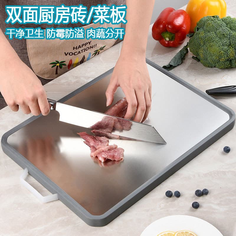 Cozinha doméstica 304 aço inoxidável frente traseira dupla face estilo alemão placa de corte grau alimentício antibacter