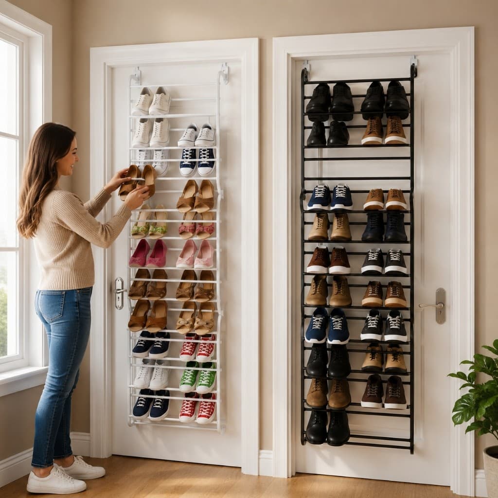 Sapateira Vertical Parede 36 Pares Branco Preto Organizador Calcados Tenis Sandalia Bota